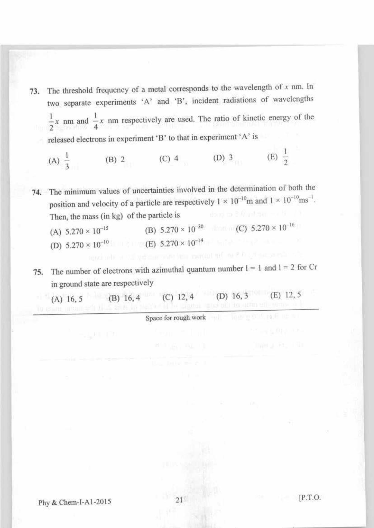 KEAM Paper I 2015 Question Paper - Page 21