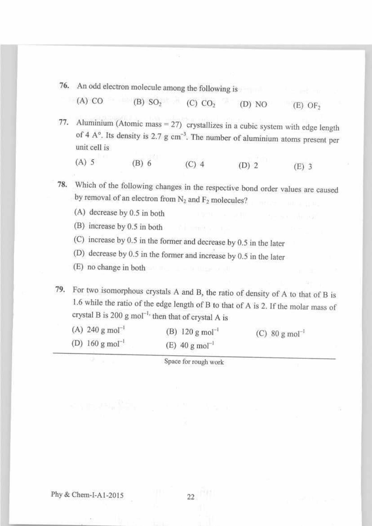 KEAM Paper I 2015 Question Paper - Page 22