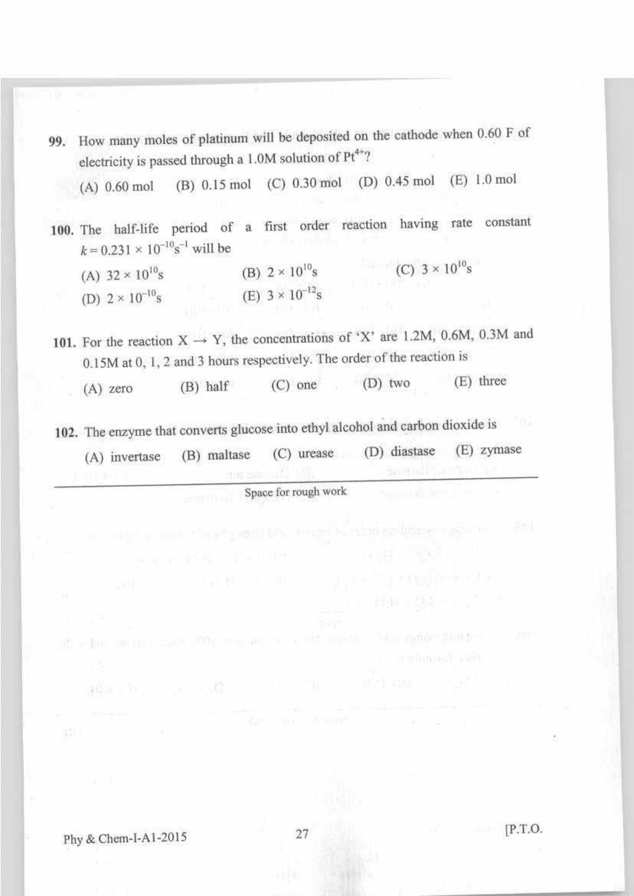 KEAM Paper I 2015 Question Paper - Page 27