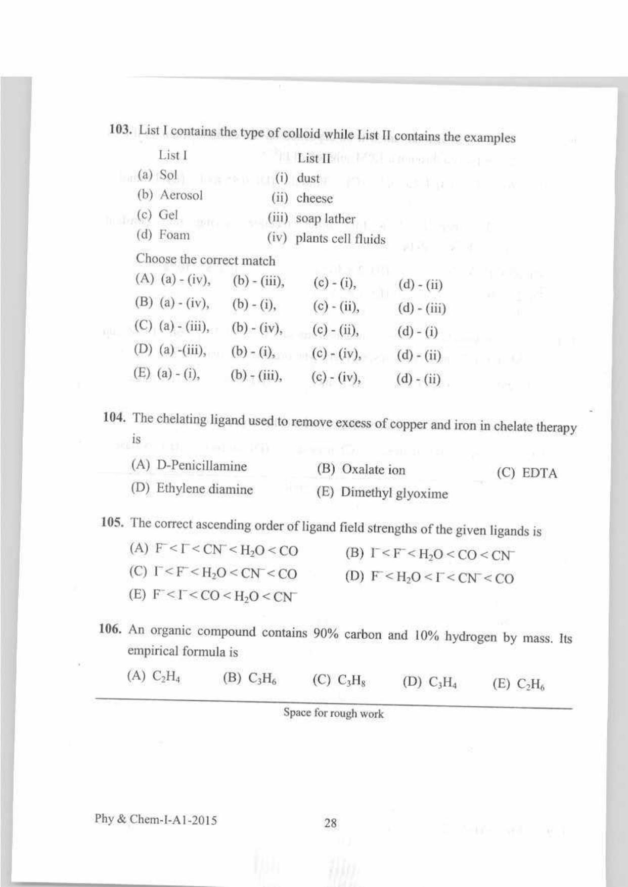 KEAM Paper I 2015 Question Paper - Page 28
