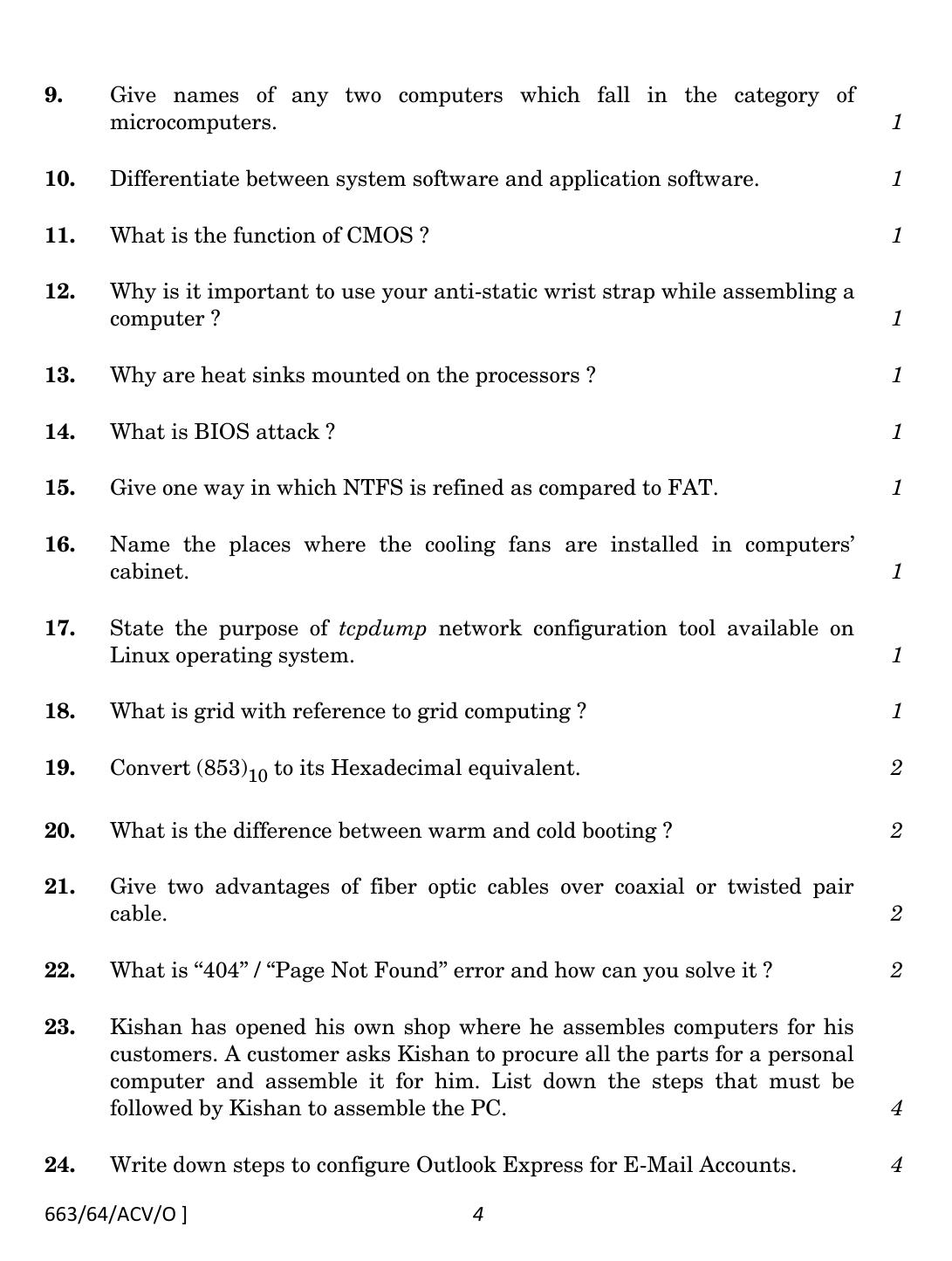 NIOS October 2022 Class 12 Computer Hardware Assembly & Maintenance Question Paper - Page 4