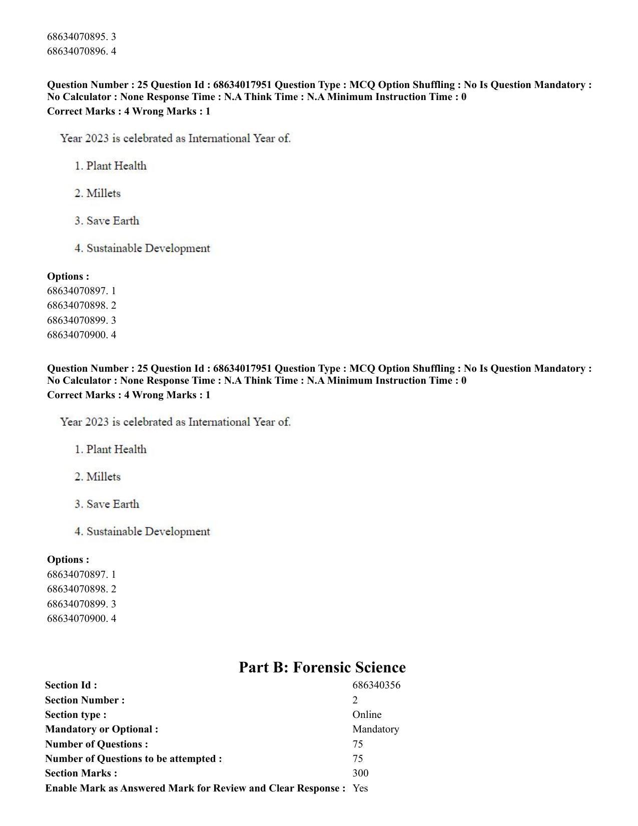 CUET PG 2023: SCQP13 - Forensic Science.(ENG) - Shift 3 (13-06-2023) Question Paper - Page 27