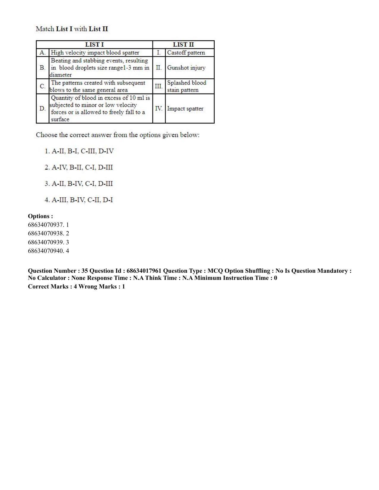 CUET PG 2023: SCQP13 - Forensic Science.(ENG) - Shift 3 (13-06-2023) Question Paper - Page 37