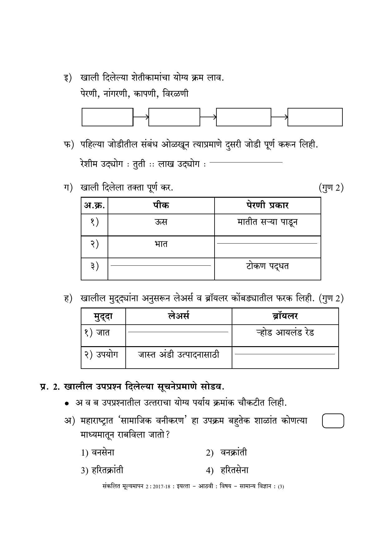 Maharashtra Board Class 8 Science (Marathi Medium) विज्ञान - मराठी माध्यम Sample Question Paper - Page 3