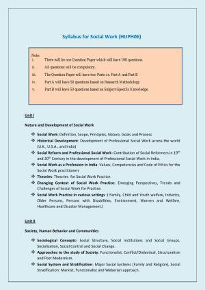 NTA PhD Entrance Exam Social Work Syllabus