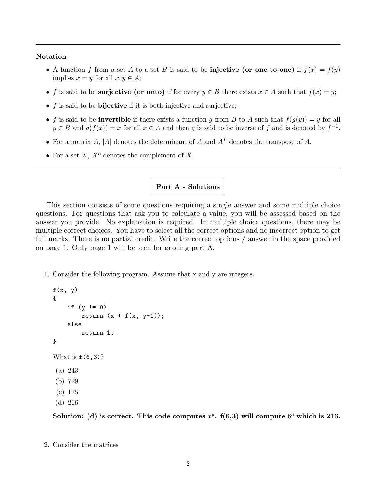 CMI Entrance Exam 2020 Solutions MSc Data Science - Page 2