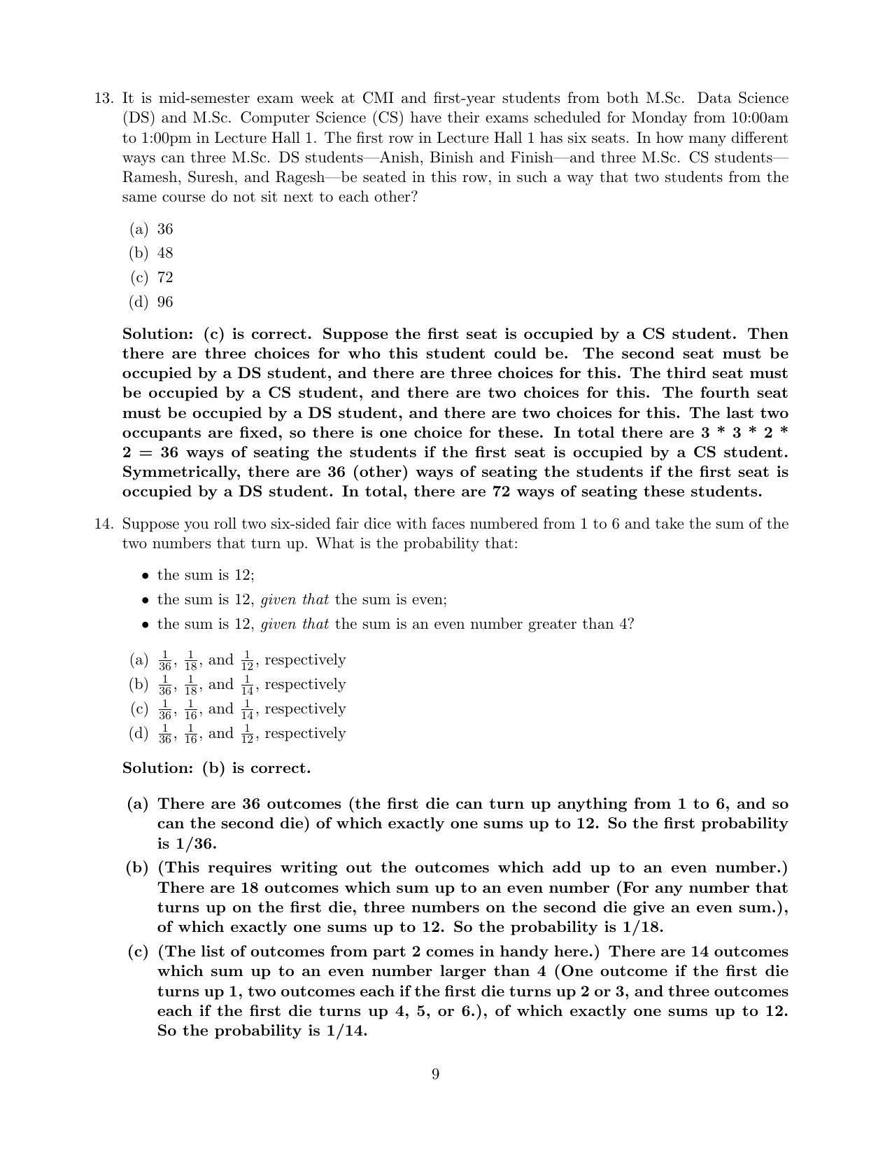 CMI Entrance Exam 2020 Solutions MSc Data Science - Page 9