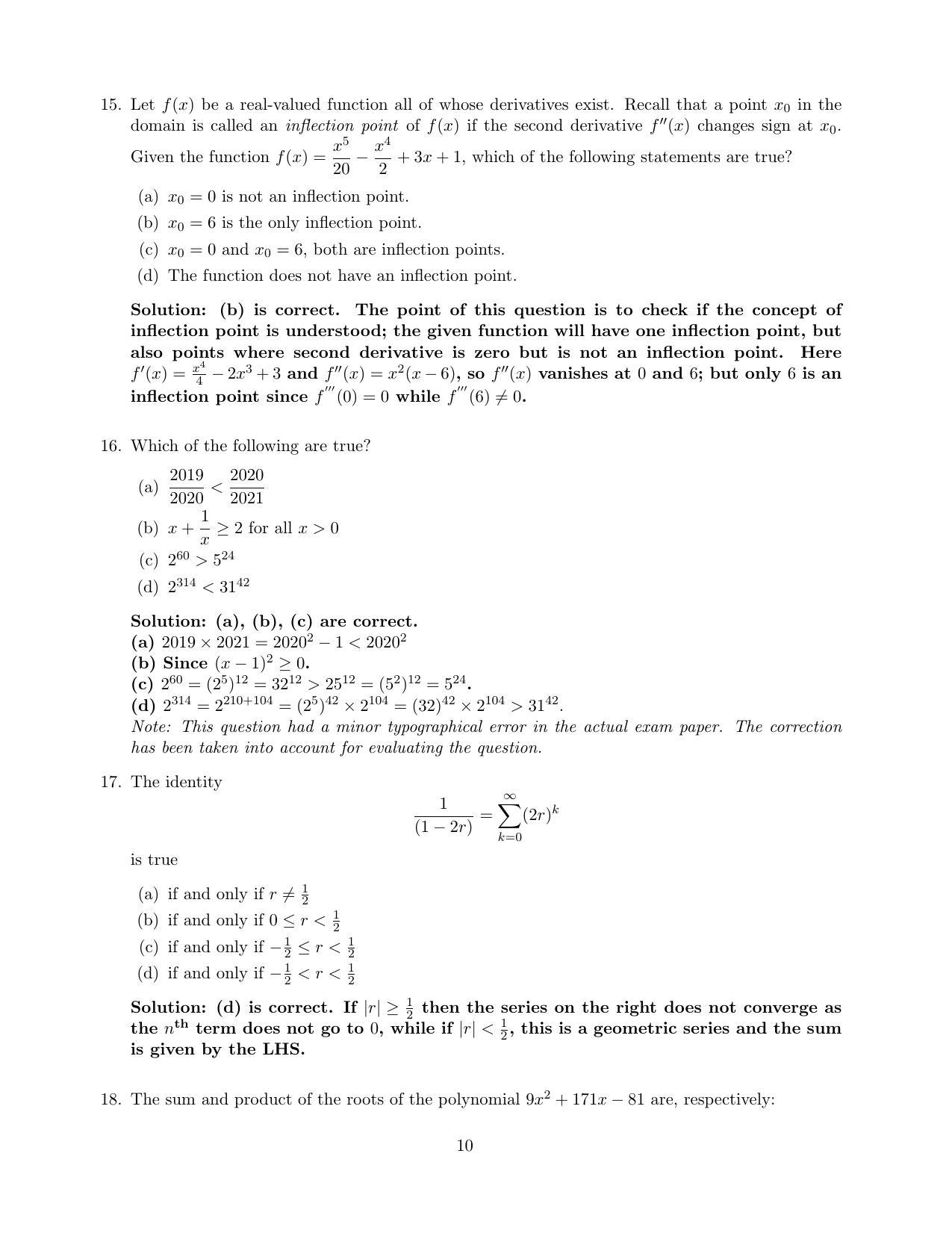 CMI Entrance Exam 2020 Solutions MSc Data Science - Page 10
