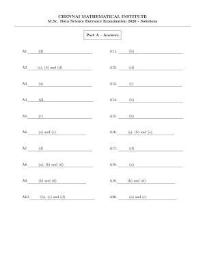 CMI Entrance Exam 2020 Solutions MSc Data Science