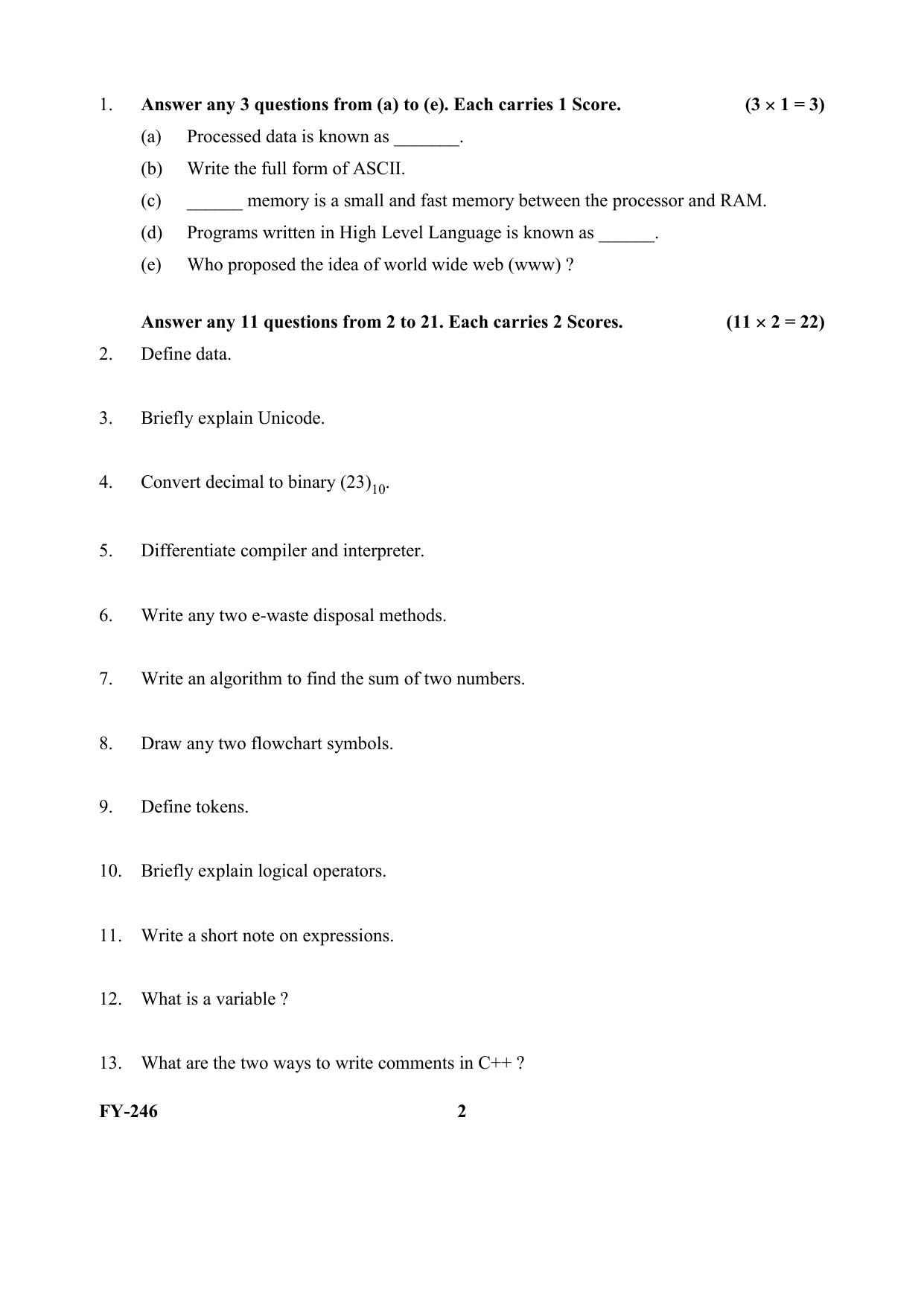 Kerala Plus One 2021 History Question Papers - Page 2