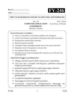 Kerala Plus One 2021 History Question Papers