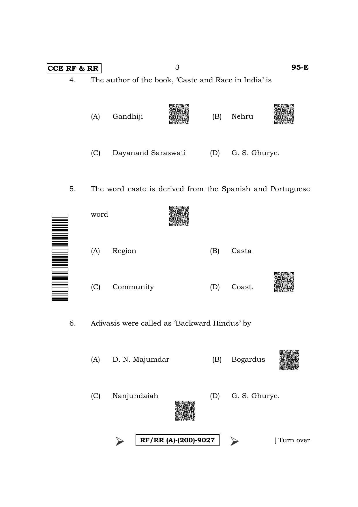 Karnataka SSLC Sociology - English Medium Question Paper 2022 (A Version) - Page 3