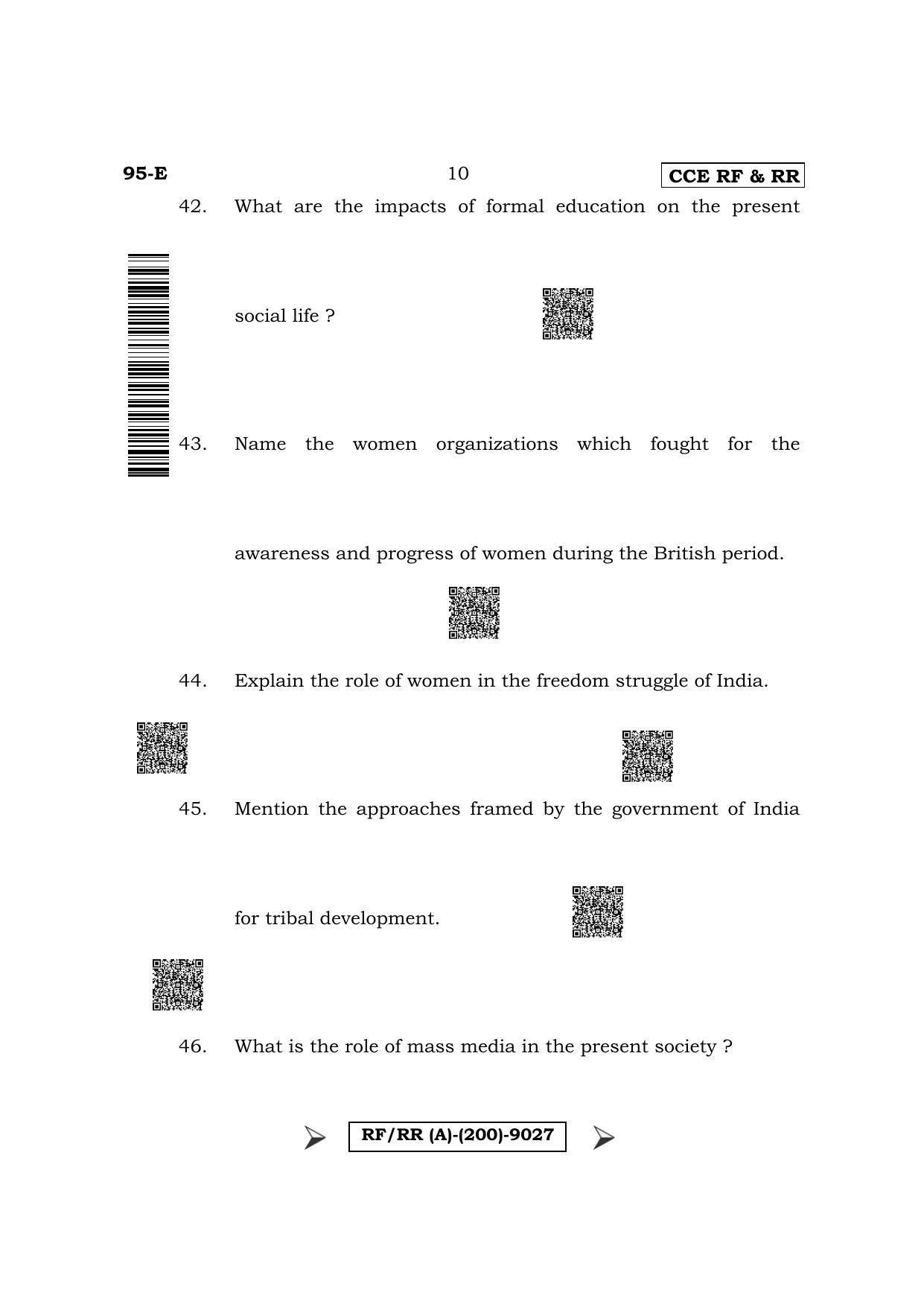 Karnataka SSLC Sociology - English Medium Question Paper 2022 (A Version) - Page 10
