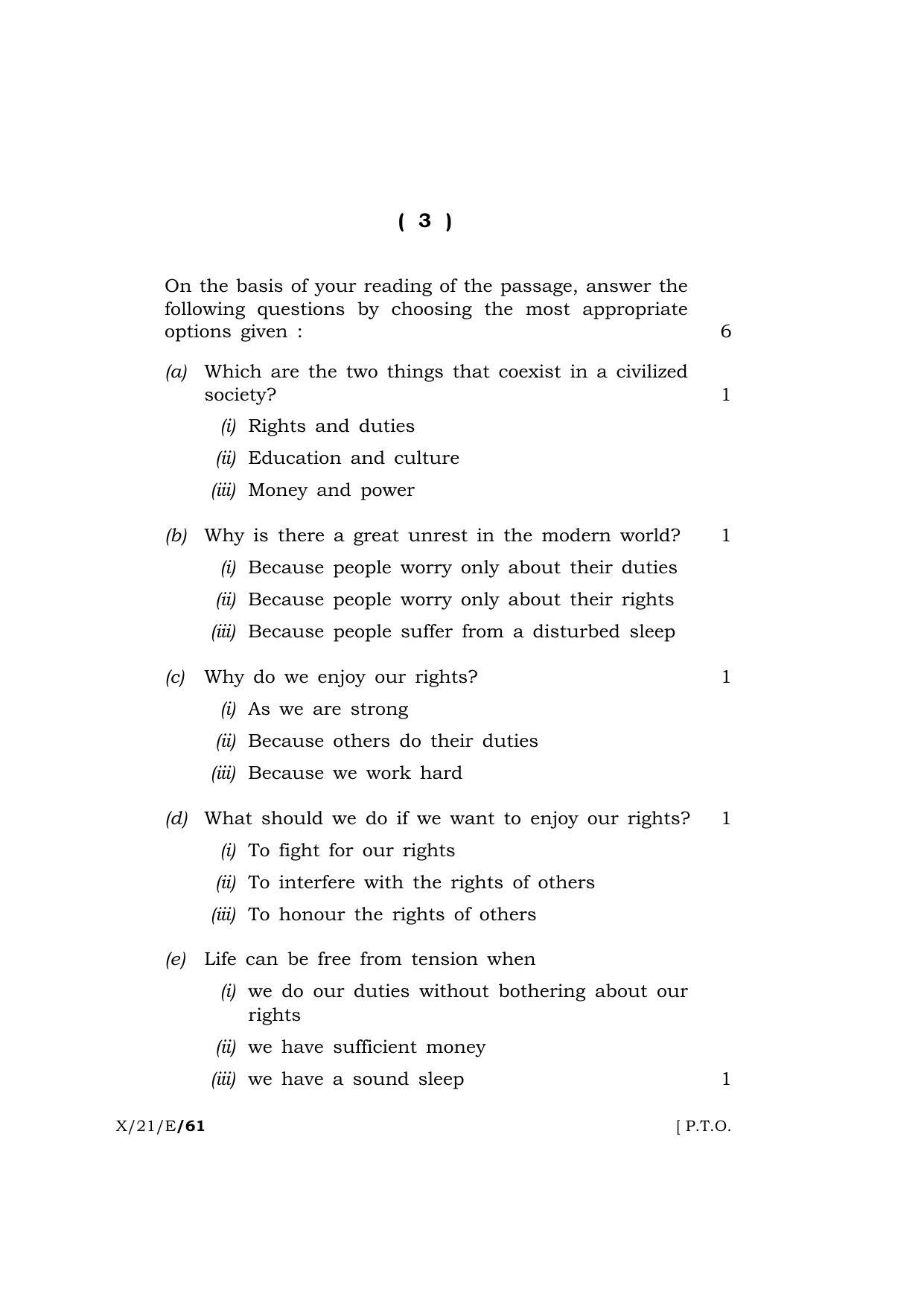 Meghalaya Board (MBOSE) Class 10 ELECTIVE ENGLISH  (X-21-E) 2021 Question Paper - Page 3