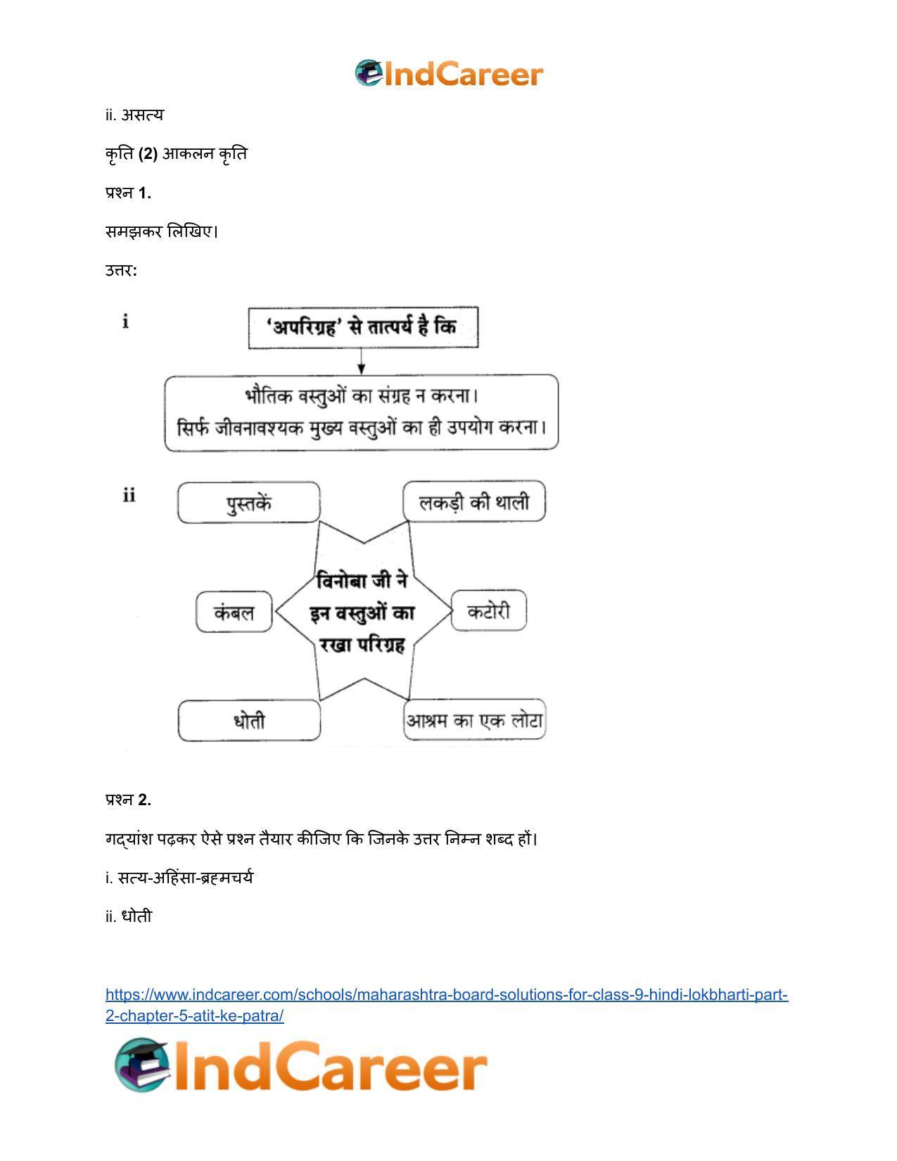 Maharashtra Board Solutions for Class 9- Hindi Lokbharti (Part 2): Chapter 5- अतीत के पत्र - Page 20
