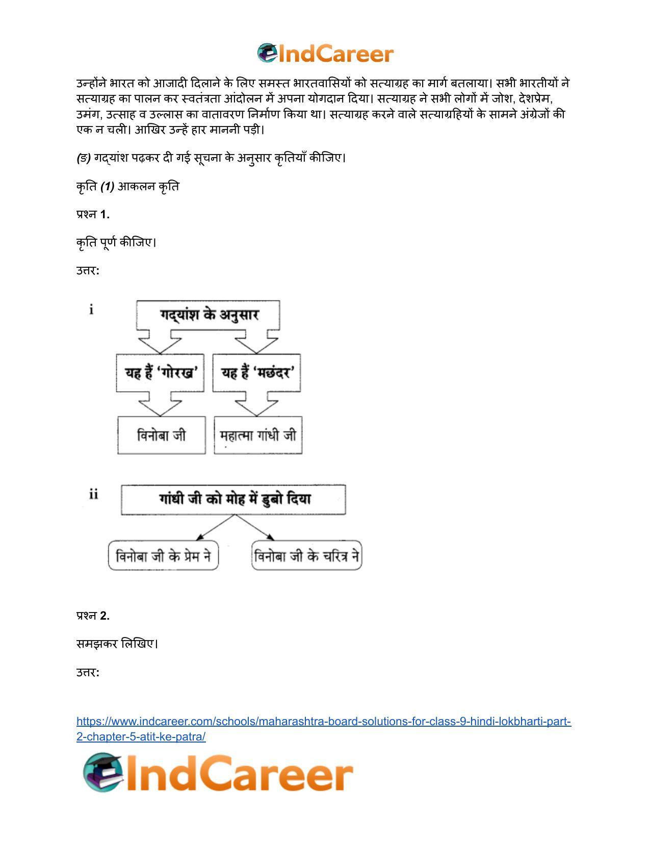 Maharashtra Board Solutions for Class 9- Hindi Lokbharti (Part 2): Chapter 5- अतीत के पत्र - Page 26