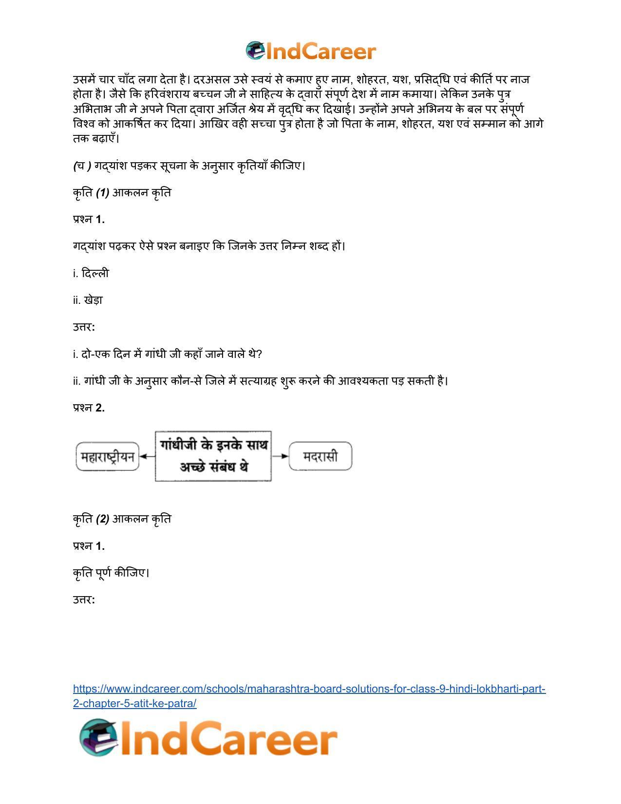 Maharashtra Board Solutions for Class 9- Hindi Lokbharti (Part 2): Chapter 5- अतीत के पत्र - Page 30