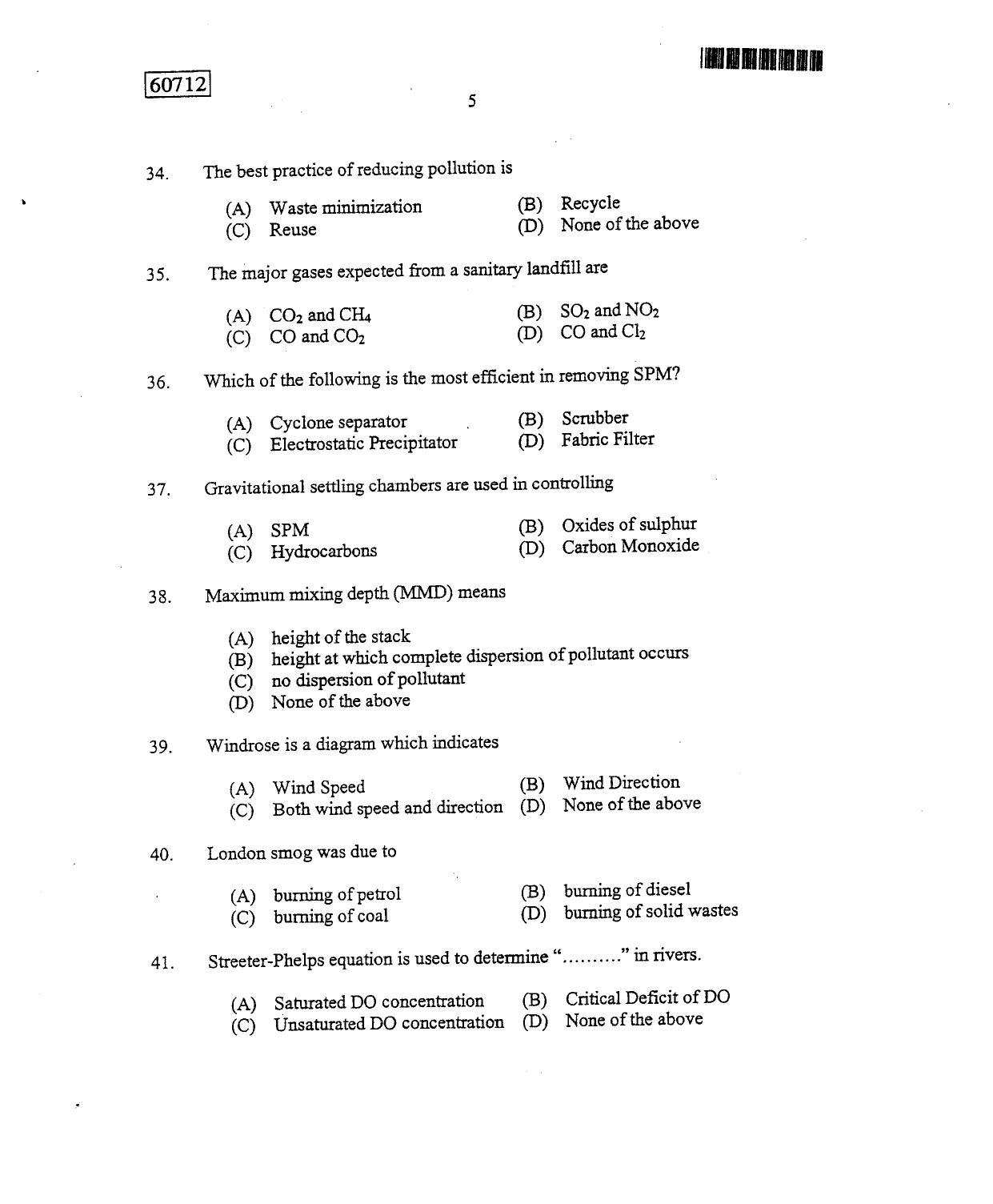 CUSAT CAT 2012 Engineering Science Question Paper - Page 6