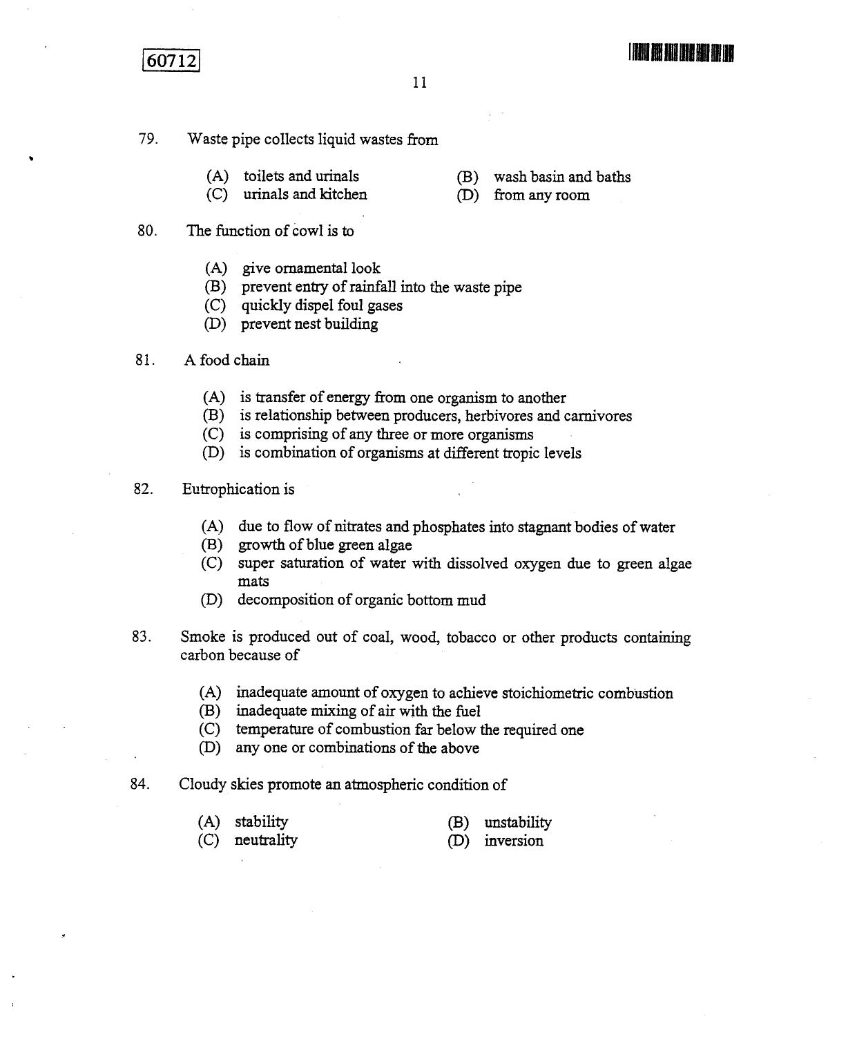 CUSAT CAT 2012 Engineering Science Question Paper - Page 12