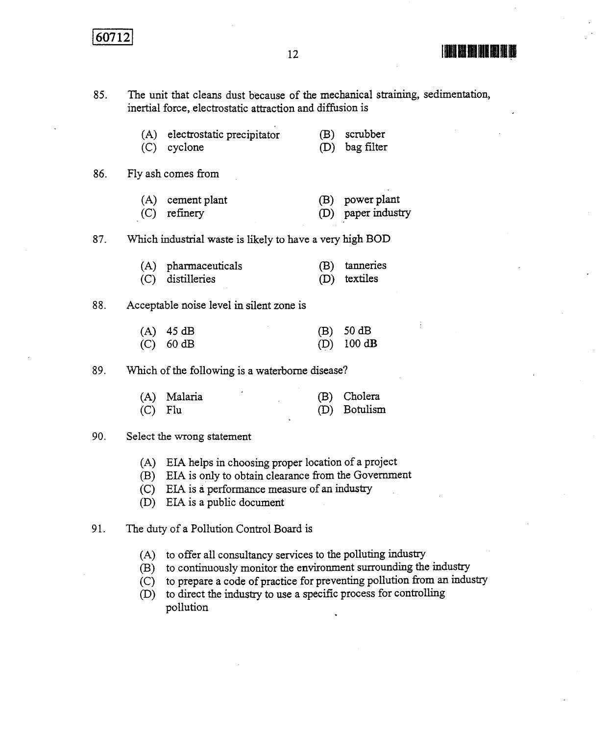 CUSAT CAT 2012 Engineering Science Question Paper - Page 13