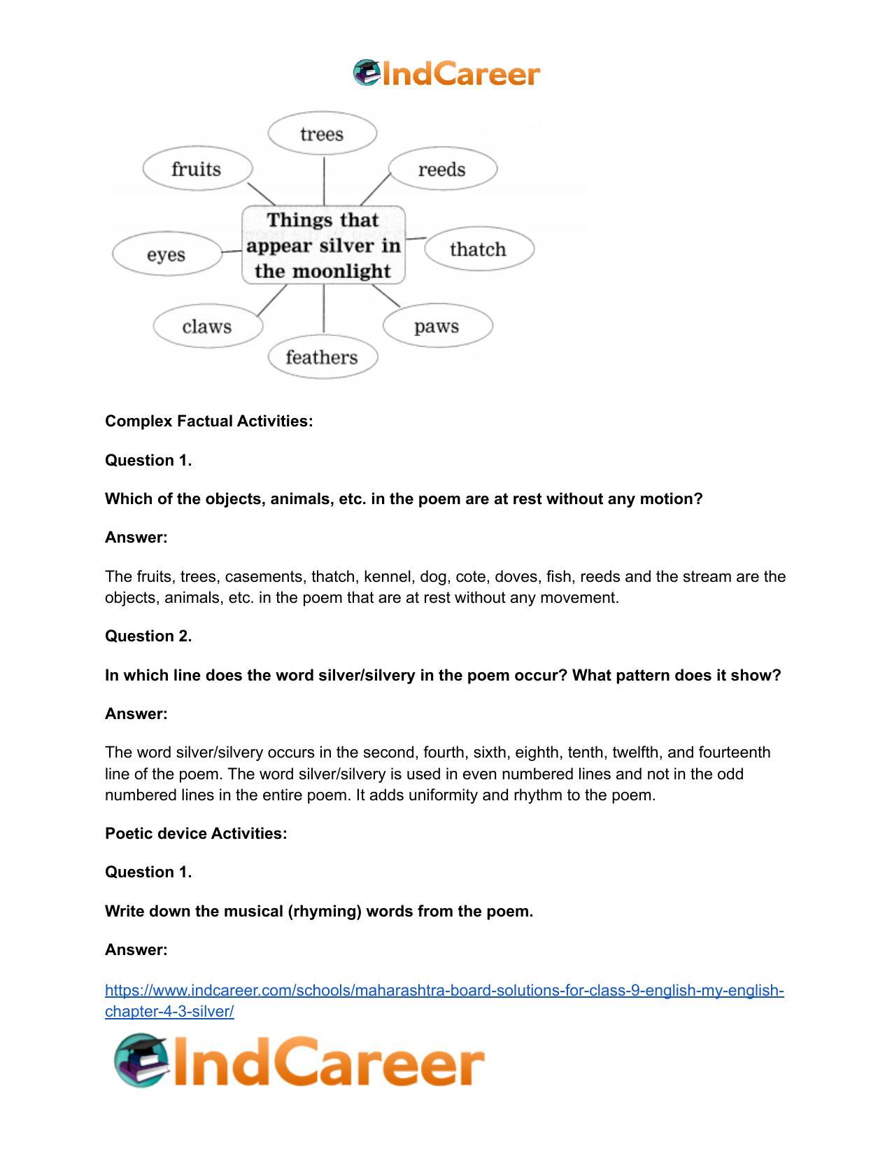 Maharashtra Board Solutions for Class 9- English (My English): Chapter 4.3- Silver - Page 5