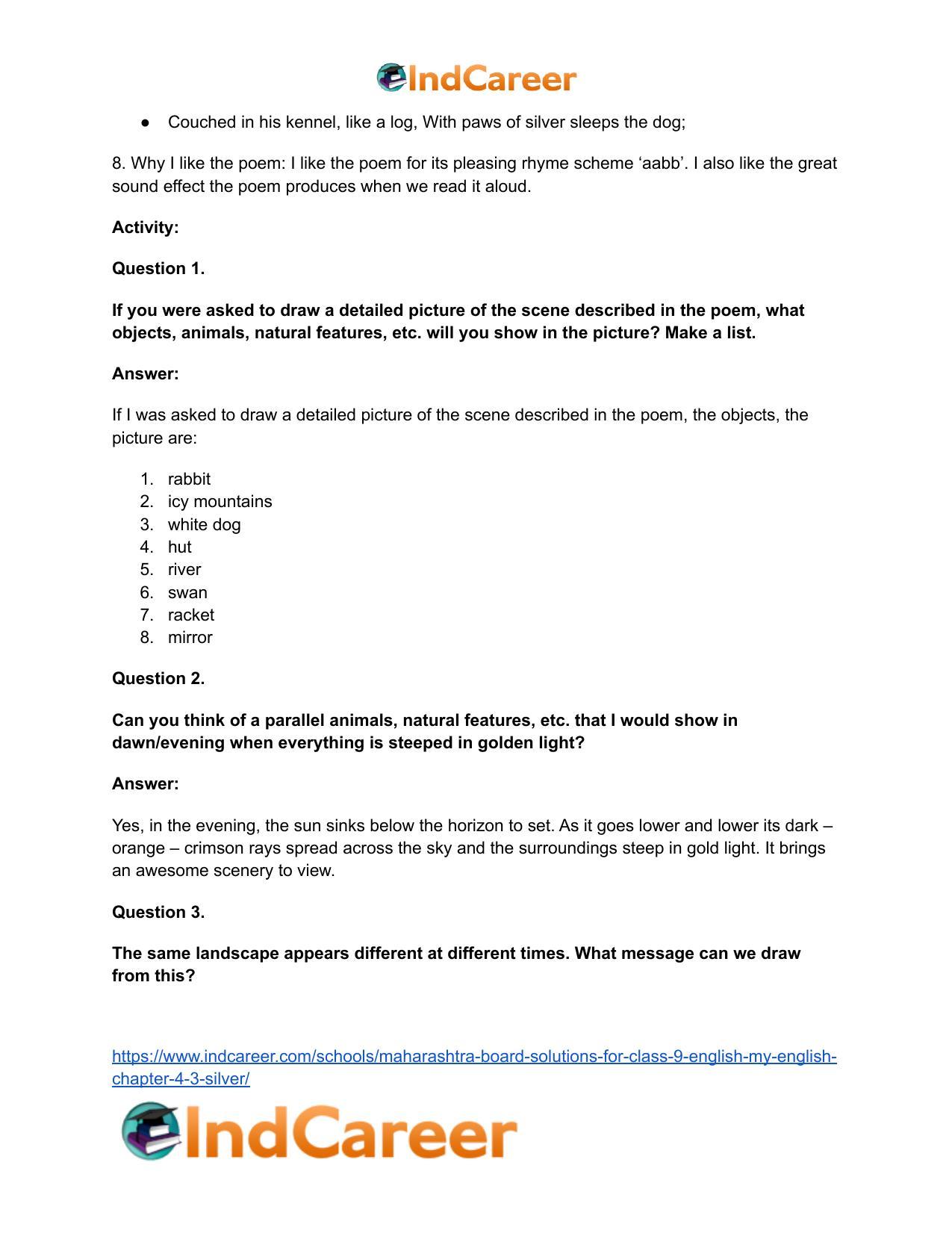 Maharashtra Board Solutions for Class 9- English (My English): Chapter 4.3- Silver - Page 7