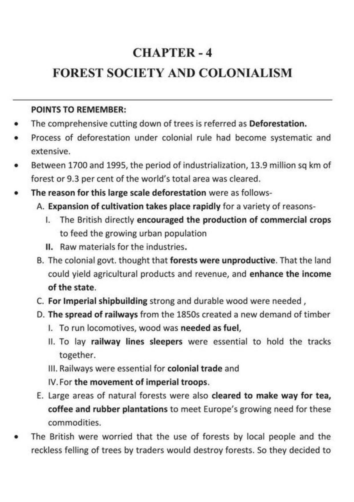 Class 9 Notes, Question & Practice Paper - History (Topic 4 : Forest Society and Colonialism) - Page 2