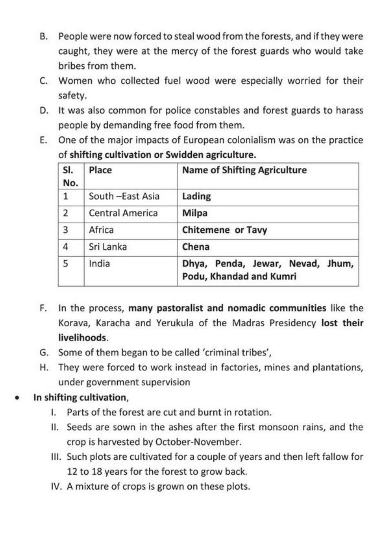 Class 9 Notes, Question & Practice Paper - History (Topic 4 : Forest Society and Colonialism) - Page 4