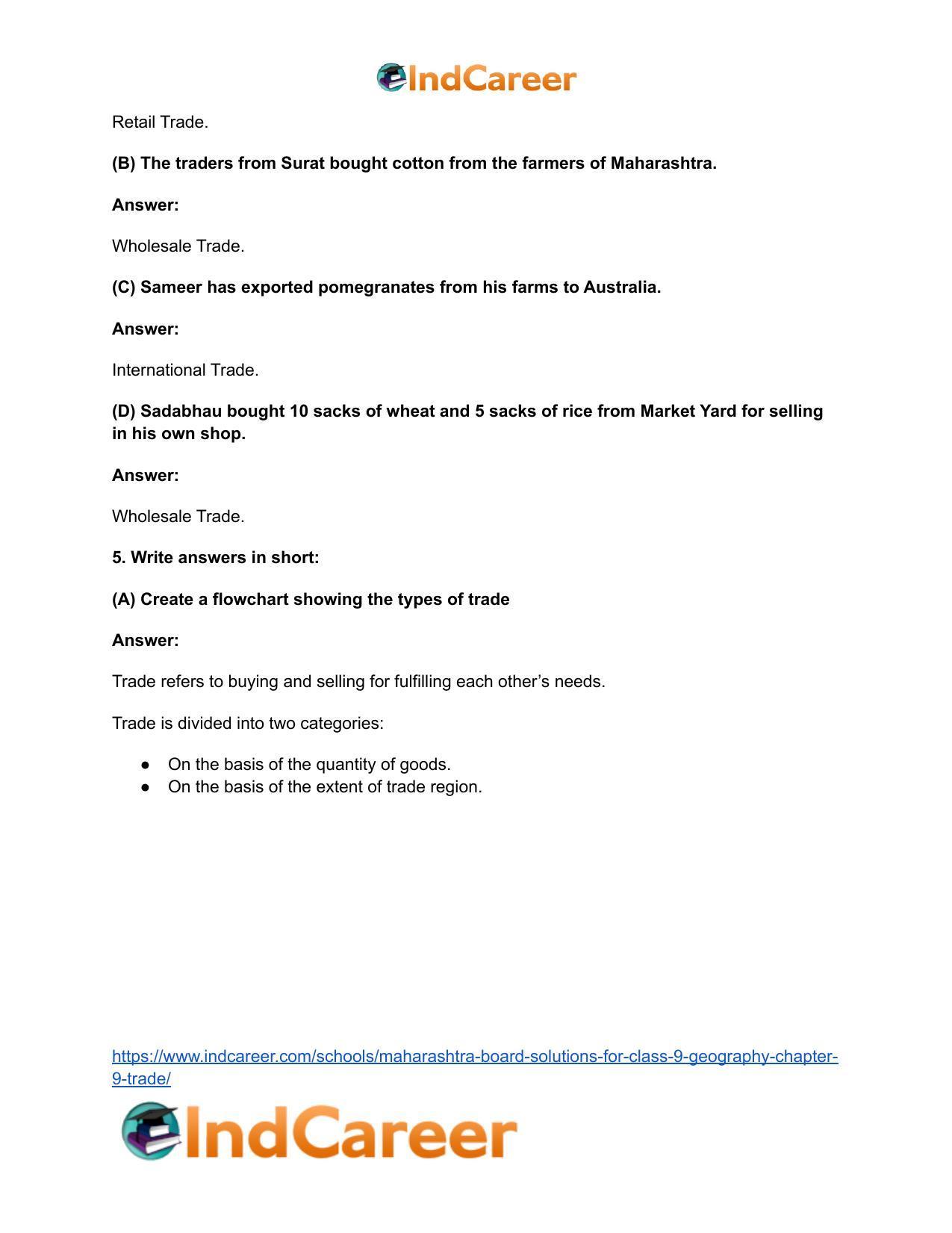 Maharashtra Board Solutions for Class 9- Geography: Chapter 9- Trade - Page 4
