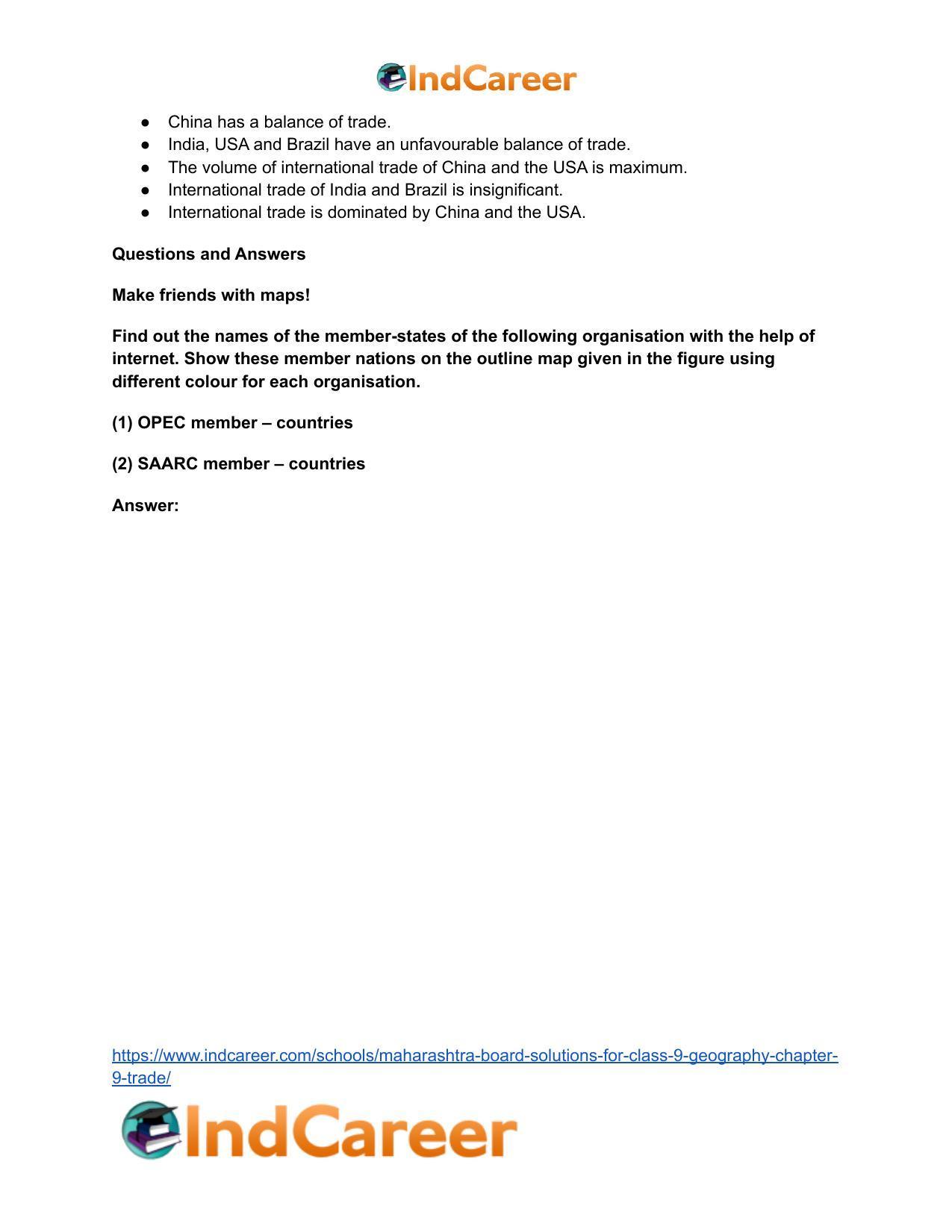 Maharashtra Board Solutions for Class 9- Geography: Chapter 9- Trade - Page 10