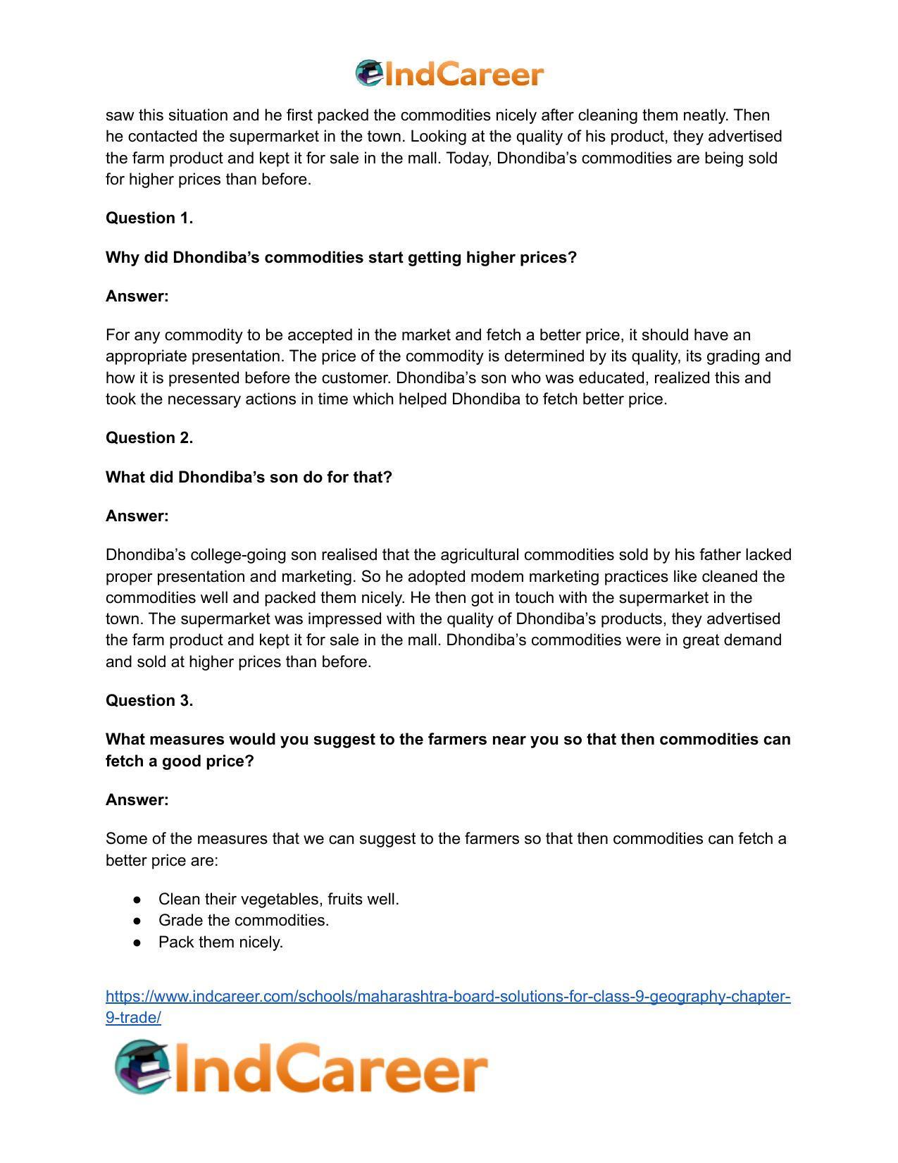 Maharashtra Board Solutions for Class 9- Geography: Chapter 9- Trade - Page 12