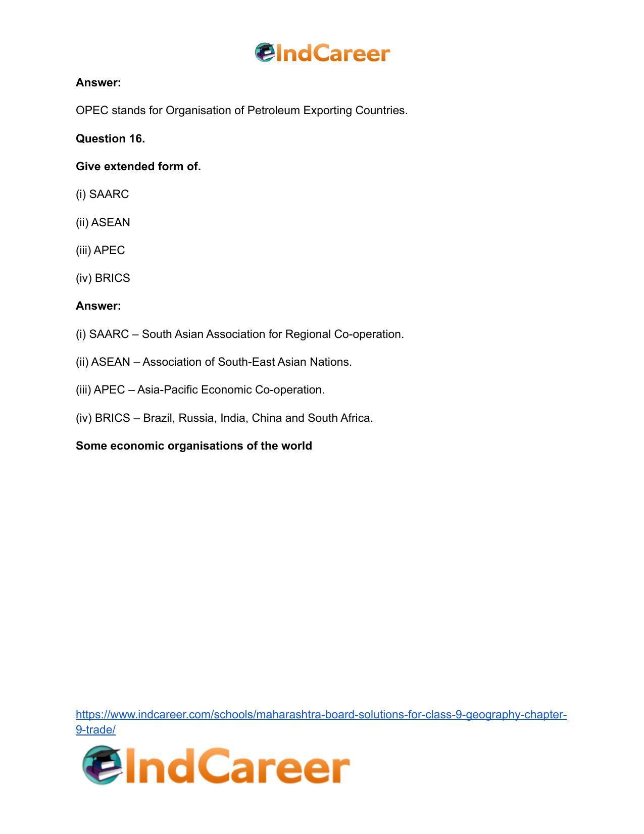 Maharashtra Board Solutions for Class 9- Geography: Chapter 9- Trade - Page 25