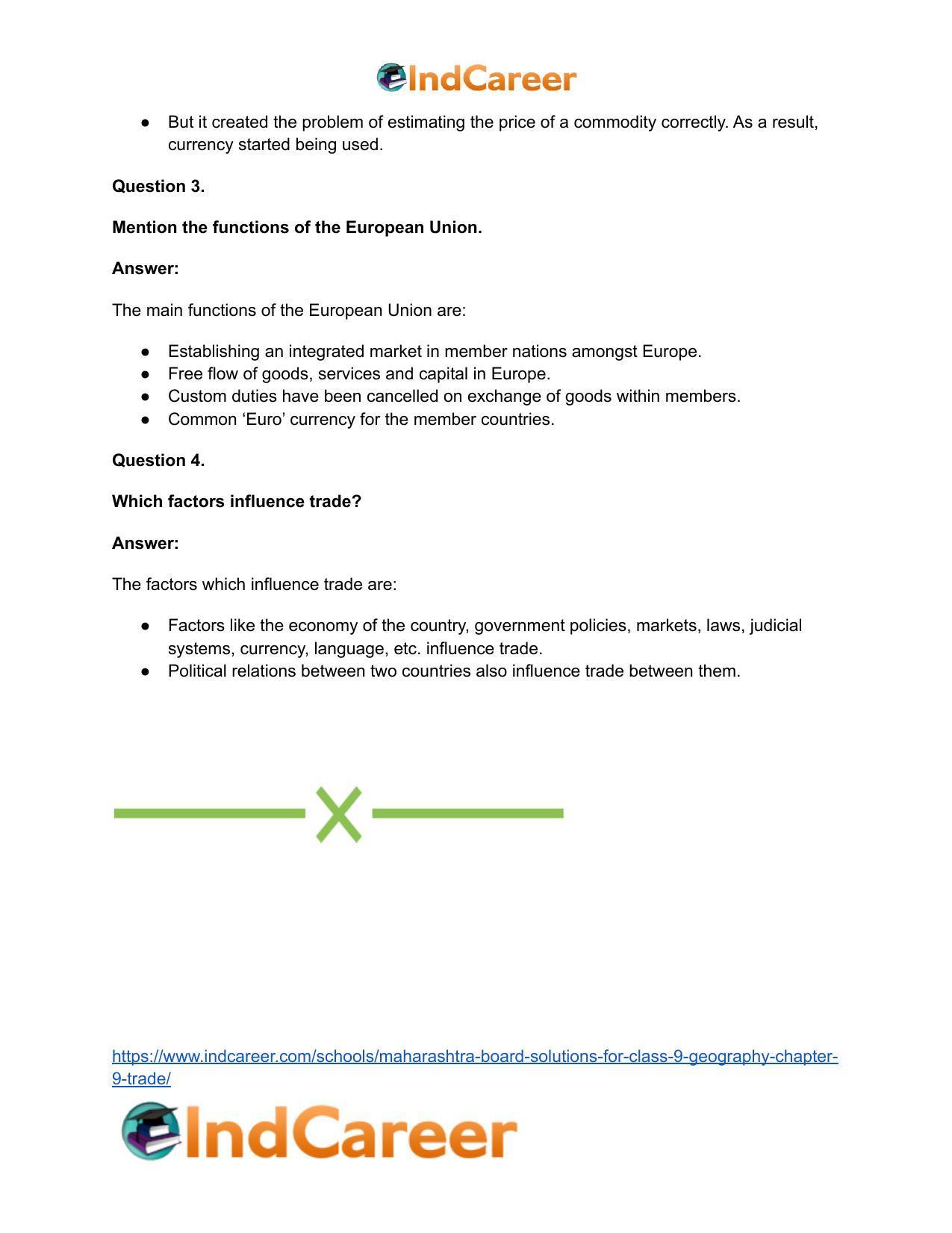 Maharashtra Board Solutions for Class 9- Geography: Chapter 9- Trade - Page 29