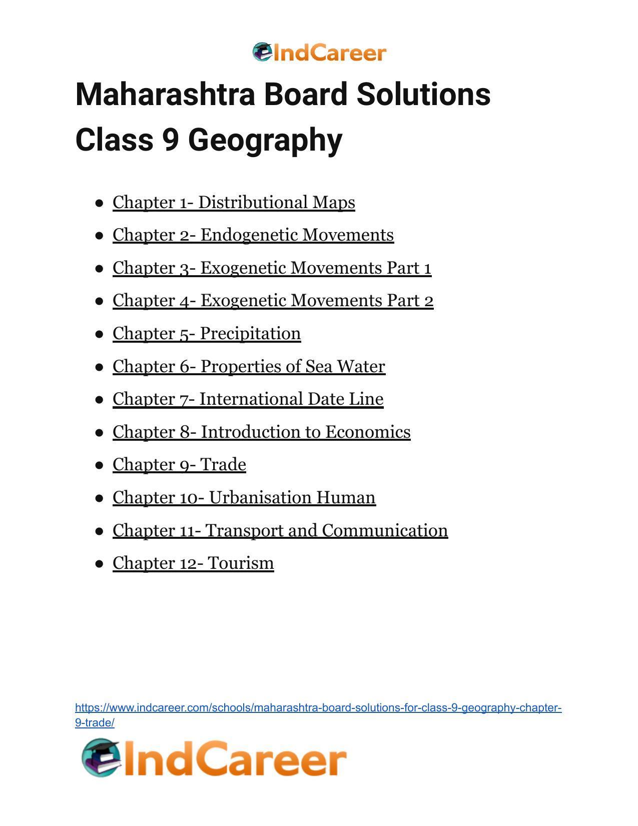 Maharashtra Board Solutions for Class 9- Geography: Chapter 9- Trade - Page 30