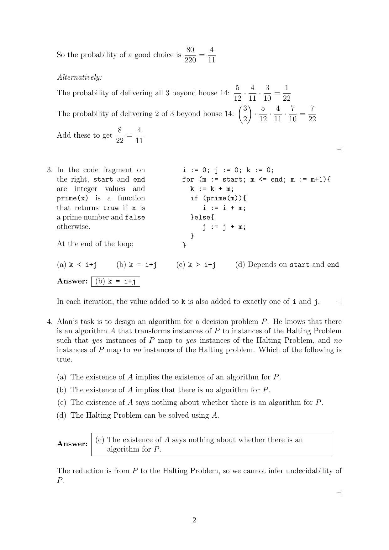 CMI Entrance Exam 2014 Solutions MSc/PhD Computer Science - Page 2