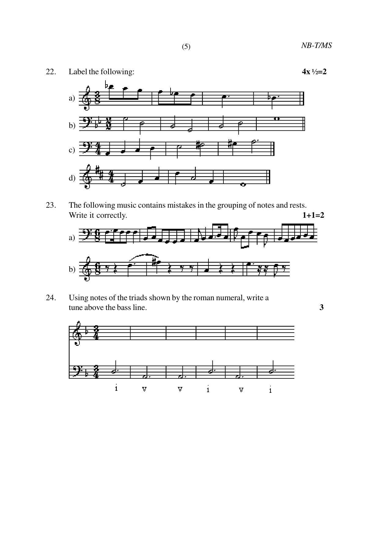 Nagaland Board Class 10 MUSIC 2019 Question Paper - Page 5