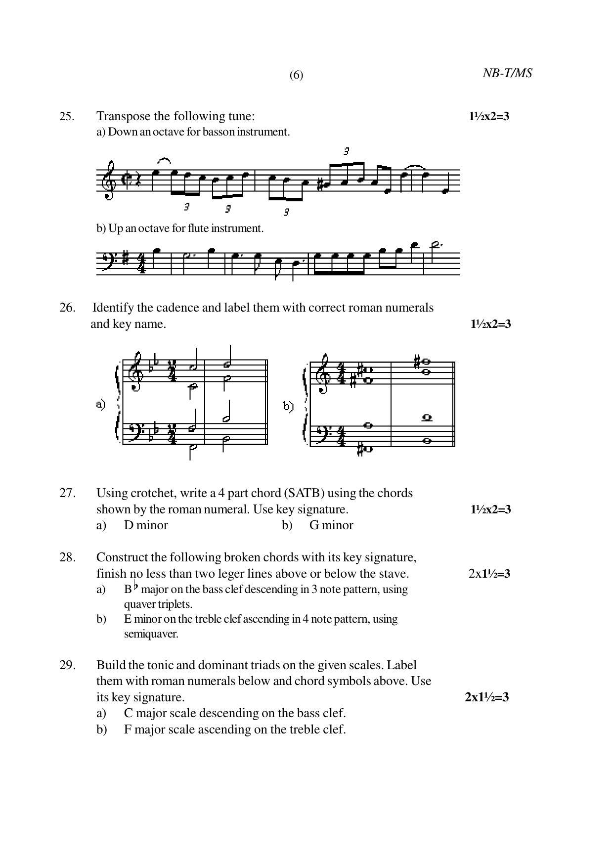 Nagaland Board Class 10 MUSIC 2019 Question Paper - Page 6