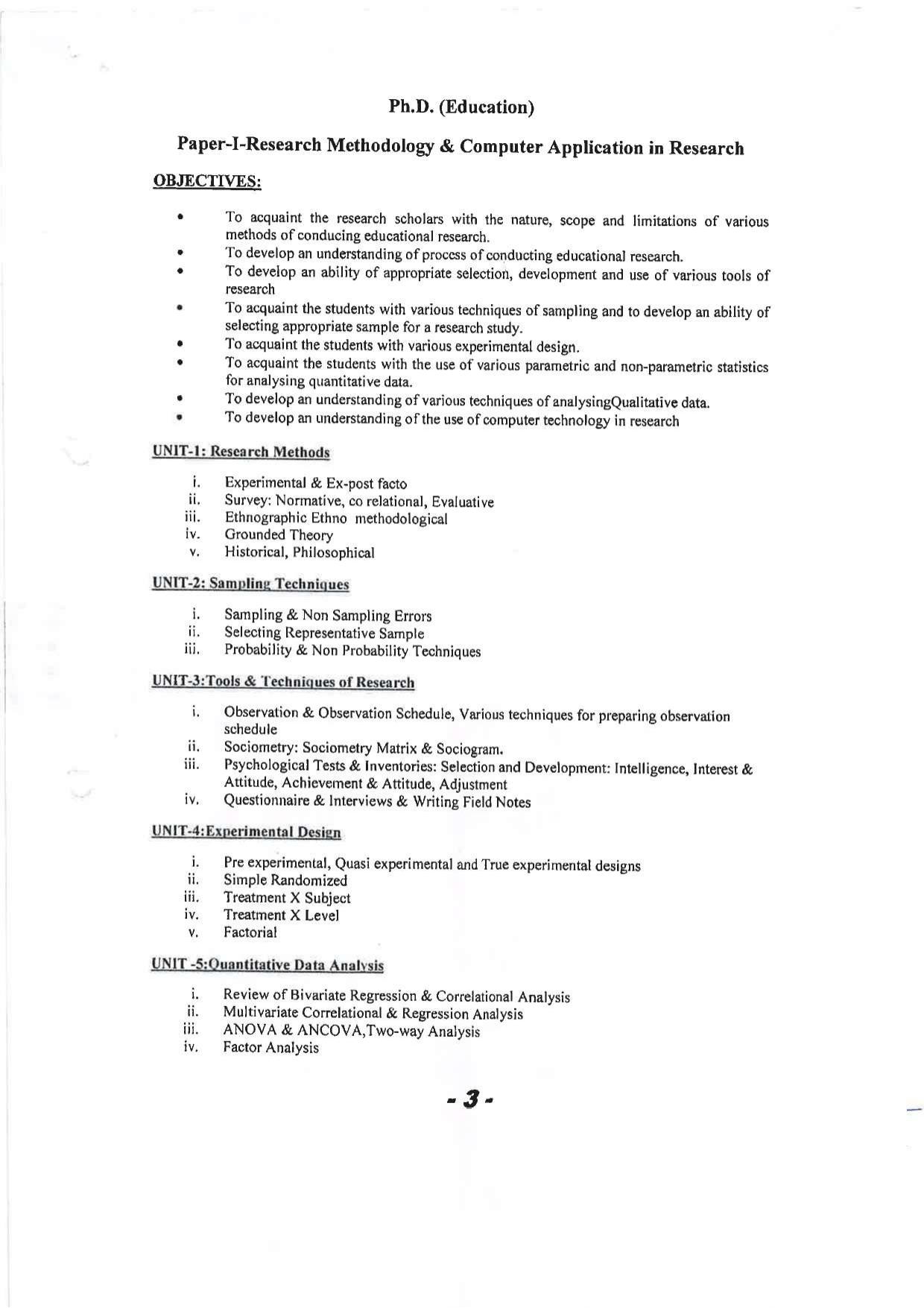 JMI Entrance Exam FACULTY OF EDUCATION Syllabus - Page 1