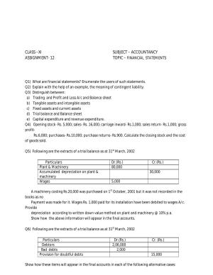 CBSE Worksheets for Class 11 Accountancy Assignment 16