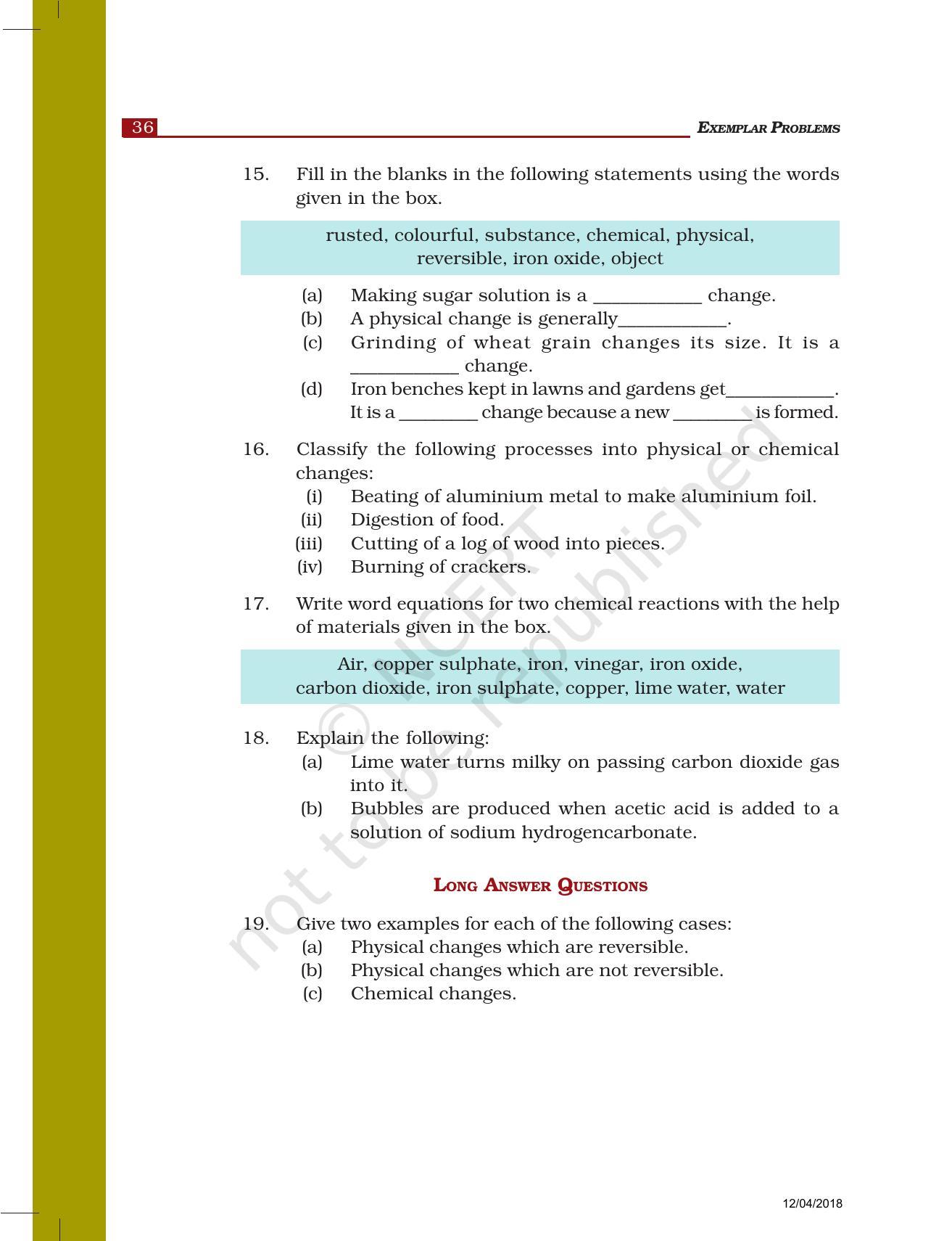 NCERT Exemplar Book for Class 7 Science: Chapter 6-Physical and Chemical Changes - Page 4