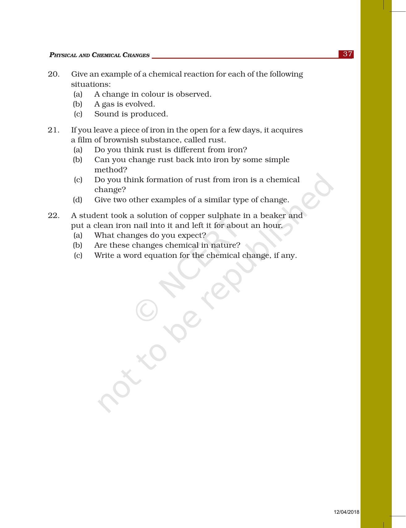 NCERT Exemplar Book for Class 7 Science: Chapter 6-Physical and Chemical Changes - Page 5