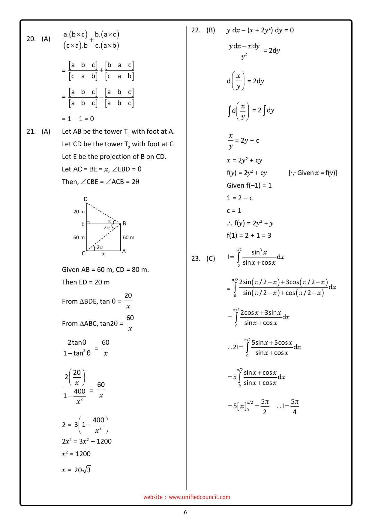 NSTSE 2023 Class 12 PCM Answer Key (Paper Code 484) - Page 6