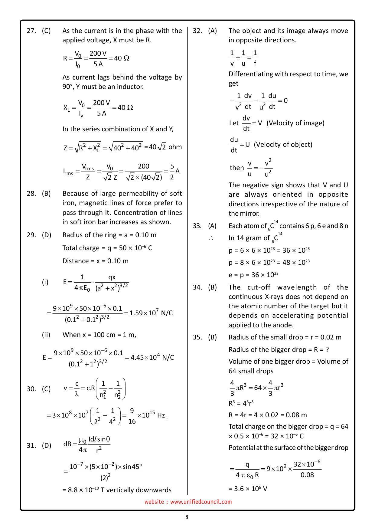 NSTSE 2023 Class 12 PCM Answer Key (Paper Code 484) - Page 8