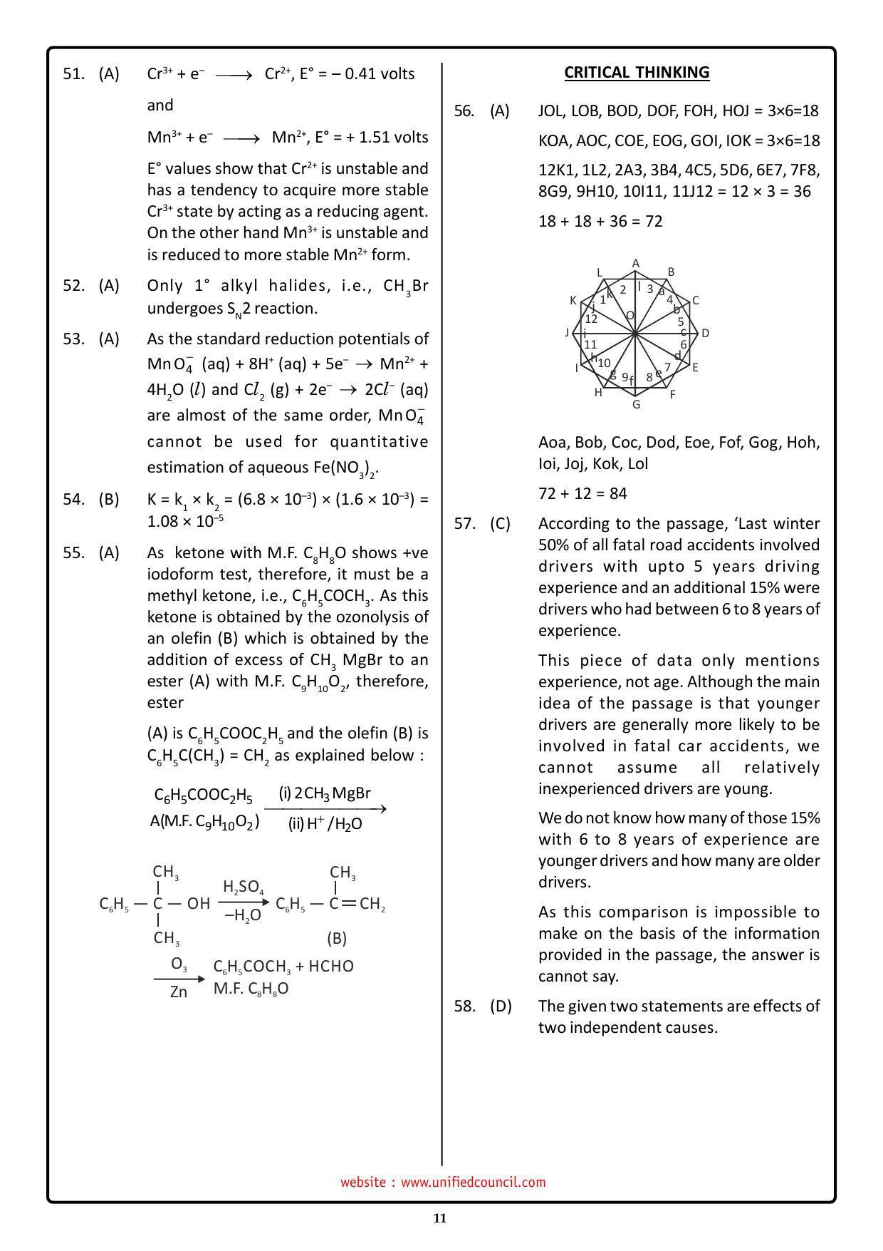 NSTSE 2023 Class 12 PCM Answer Key (Paper Code 484) - Page 11