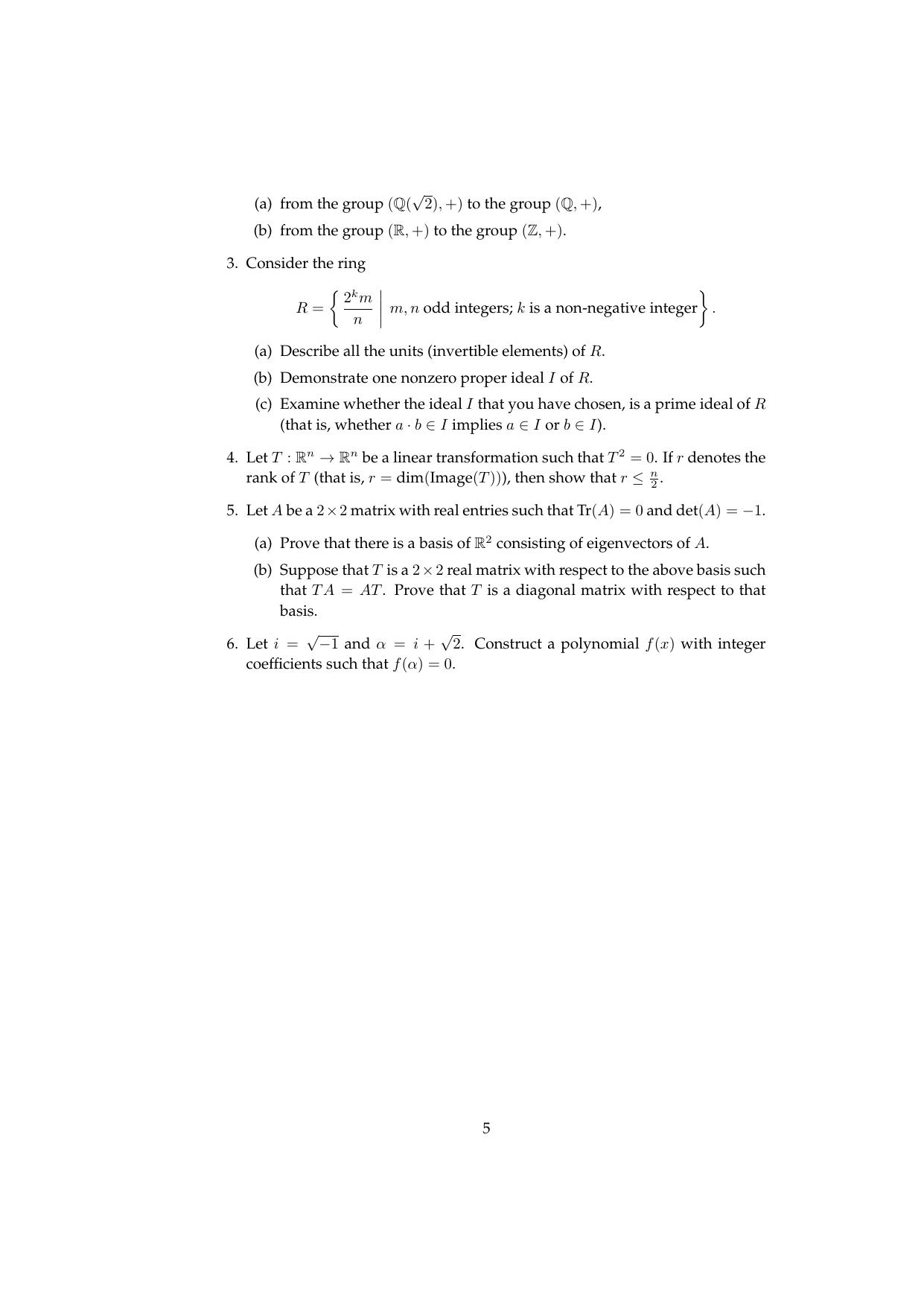 ISI Admission Test M.Math. PMB 2016 Sample Paper - Page 5