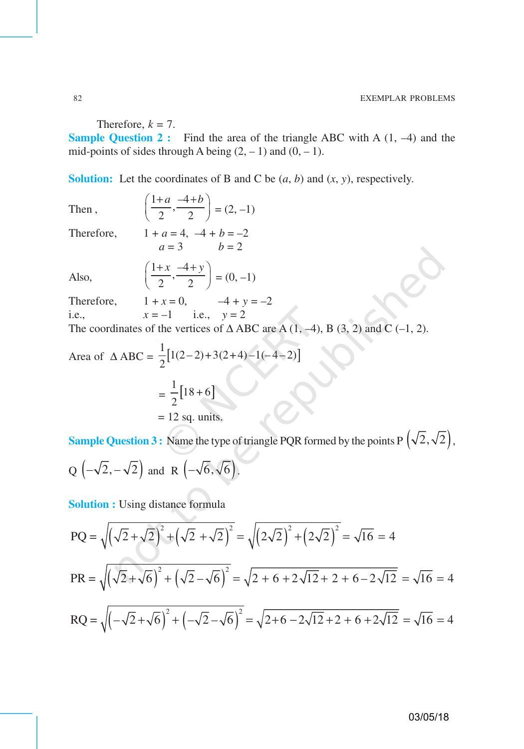 NCERT Exemplar Book for Class 10 Maths: Chapter 7 Coordinate Geometry - Page 6