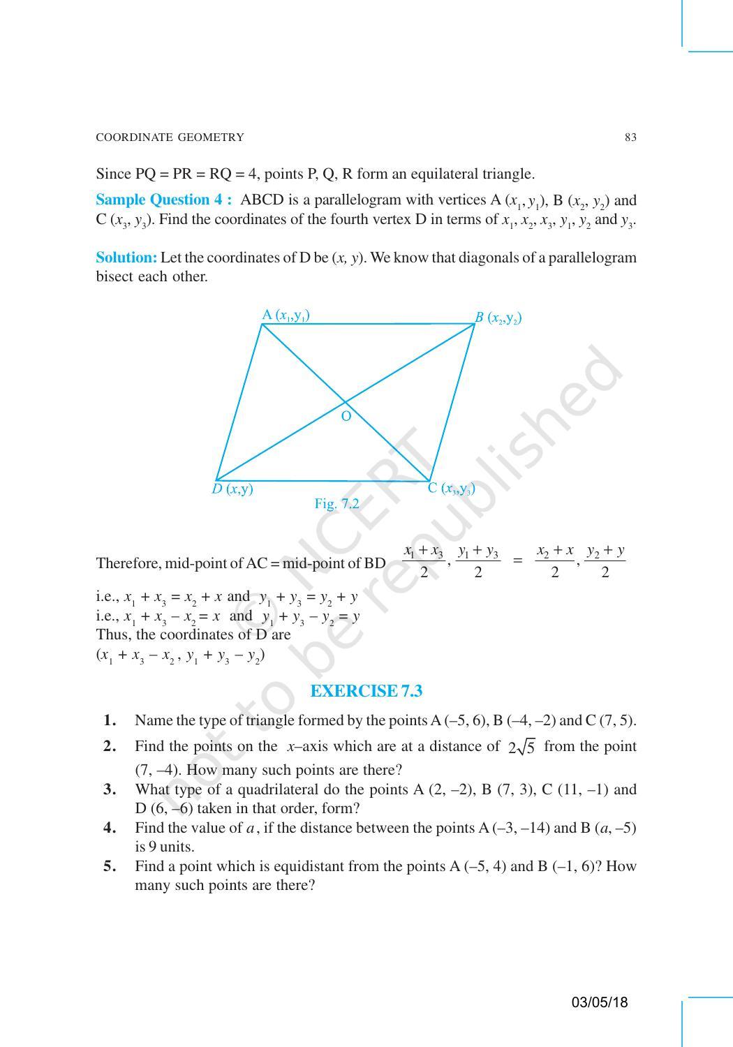 NCERT Exemplar Book for Class 10 Maths: Chapter 7 Coordinate Geometry - Page 7