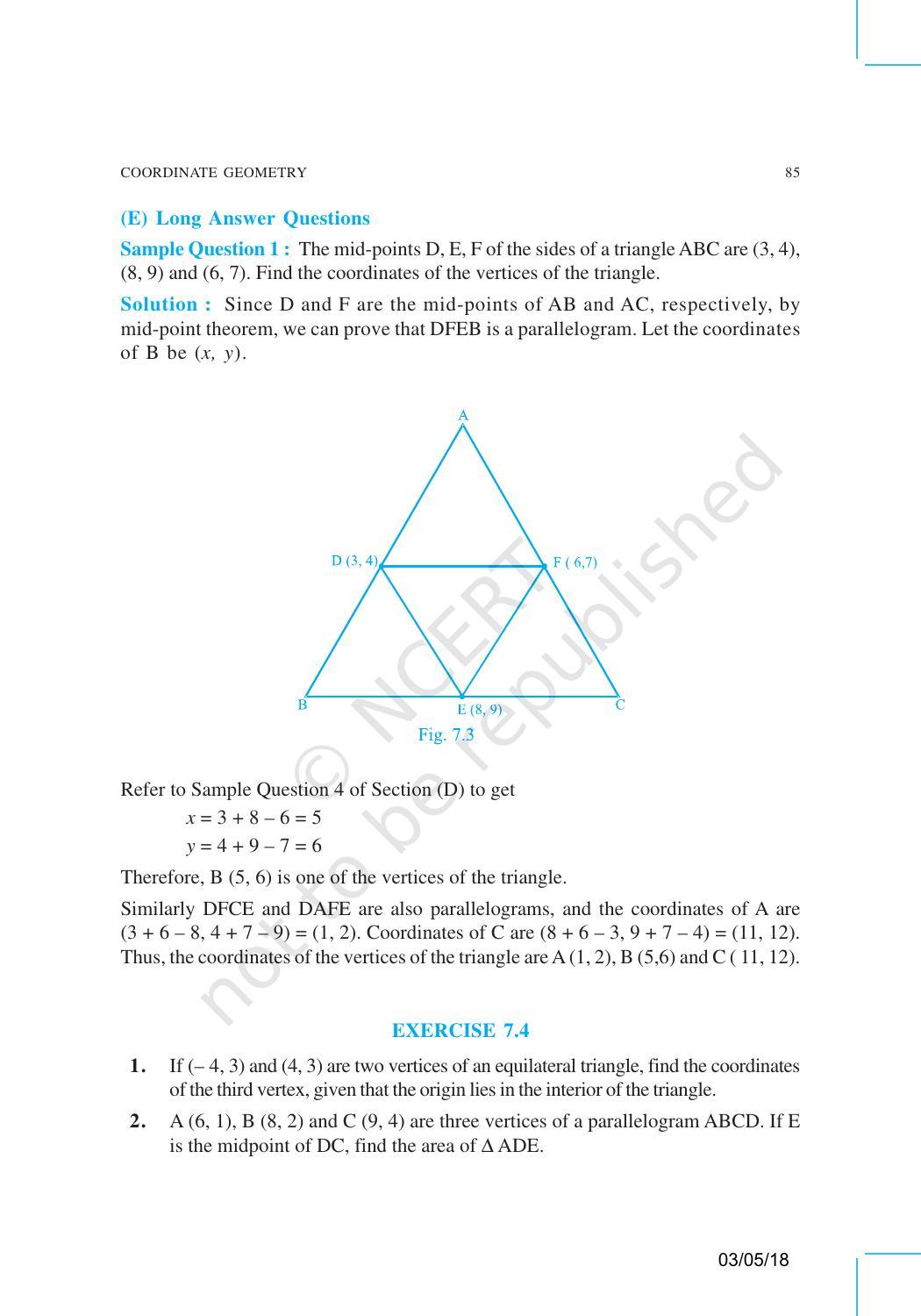 NCERT Exemplar Book for Class 10 Maths: Chapter 7 Coordinate Geometry - Page 9