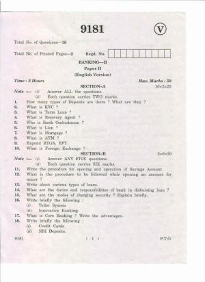 AP Inter 2nd Year Banking-II May-2019-Vocational Question Paper