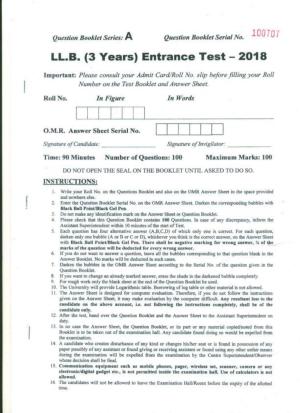 PU LLB 2018 Question Paper